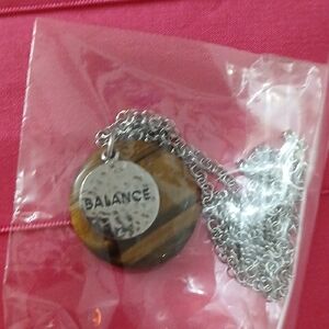 Silver and Brown Balance Pendant Necklace